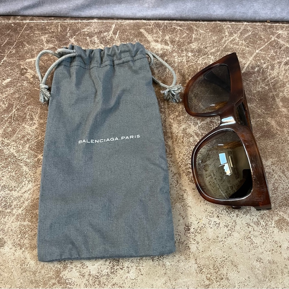 Balenciaga Rectangle Shield Sunglasses Brown Italy Used Condition *See Descrip* - Picture 2 of 12